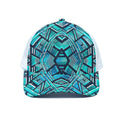 Turquoise Ethnic Aztec Trippy Print White Mesh Trucker Hat