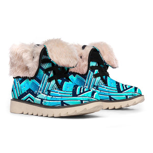 Turquoise Ethnic Aztec Trippy Print Winter Boots