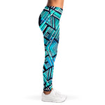 Turquoise Ethnic Aztec Trippy Print Women's Leggings