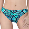 Turquoise Ethnic Aztec Trippy Print Women's Thong