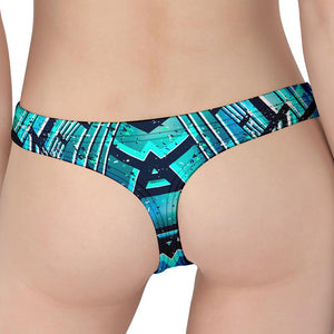 Turquoise Ethnic Aztec Trippy Print Women's Thong