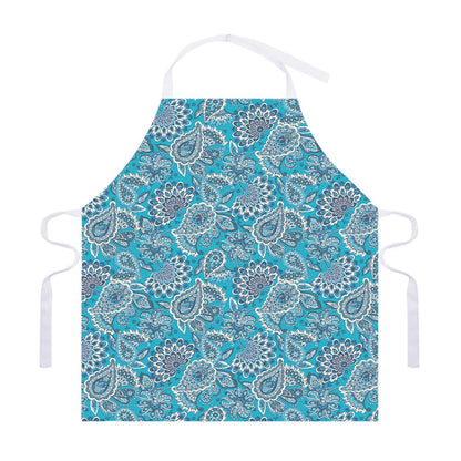Turquoise Floral Bohemian Pattern Print Adjustable Apron