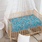 Turquoise Floral Bohemian Pattern Print Baby Crib Sheet