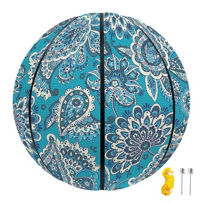 Turquoise Floral Bohemian Pattern Print Basketball
