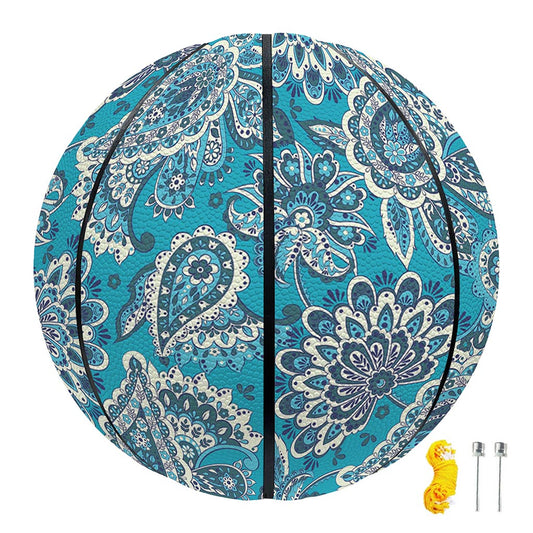 Turquoise Floral Bohemian Pattern Print Basketball