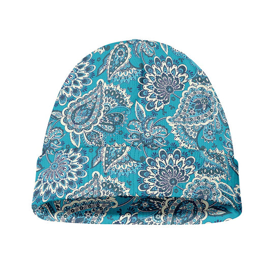 Turquoise Floral Bohemian Pattern Print Beanie