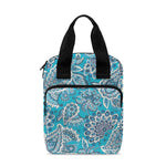 Turquoise Floral Bohemian Pattern Print Bible Tote Bag