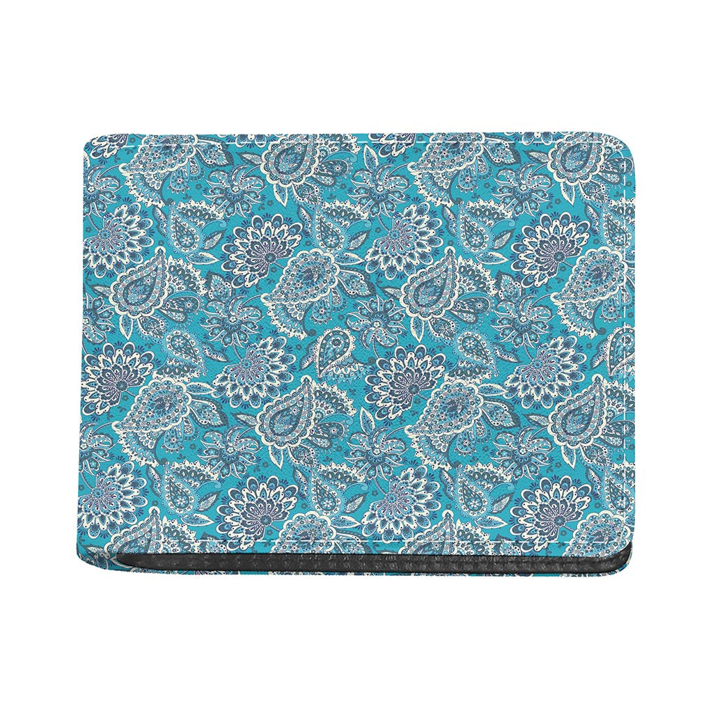 Turquoise Floral Bohemian Pattern Print Bifold Wallet