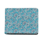 Turquoise Floral Bohemian Pattern Print Bifold Wallet