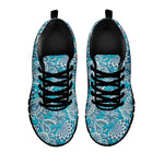 Turquoise Floral Bohemian Pattern Print Black Running Shoes