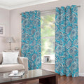 Turquoise Floral Bohemian Pattern Print Dimout Grommet Curtains