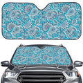 Turquoise Floral Bohemian Pattern Print Car Windshield Sun Shade