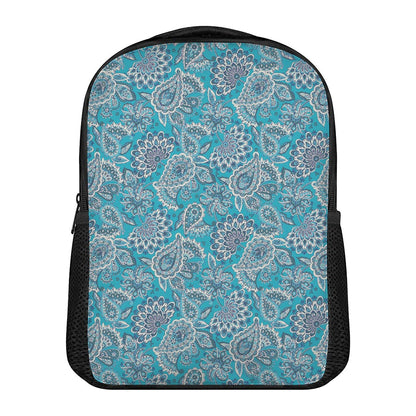 Turquoise Floral Bohemian Pattern Print Casual Backpack