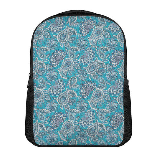 Turquoise Floral Bohemian Pattern Print Casual Backpack