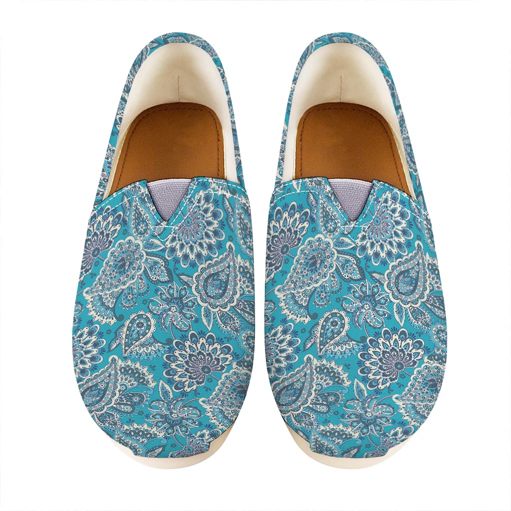 Turquoise Floral Bohemian Pattern Print Casual Shoes