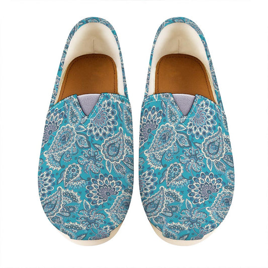 Turquoise Floral Bohemian Pattern Print Casual Shoes