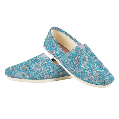 Turquoise Floral Bohemian Pattern Print Casual Shoes