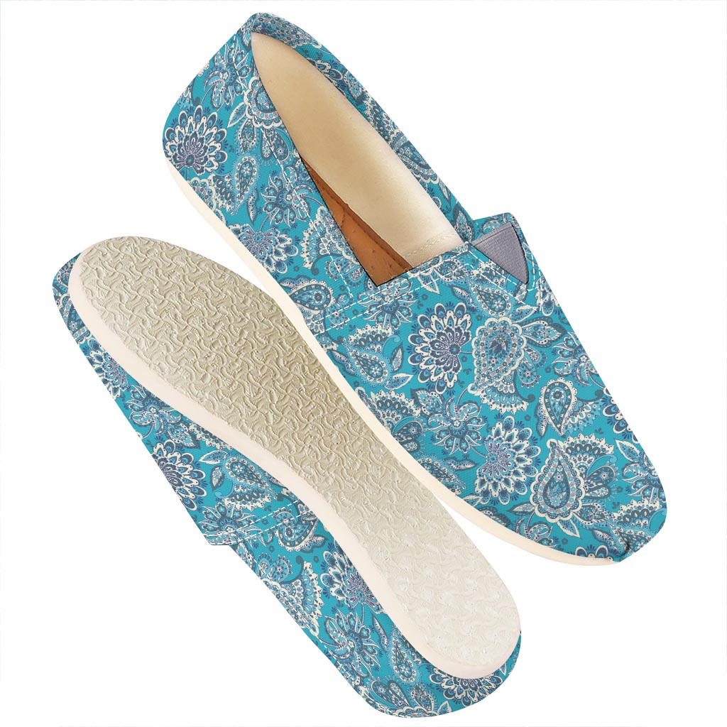 Turquoise Floral Bohemian Pattern Print Casual Shoes