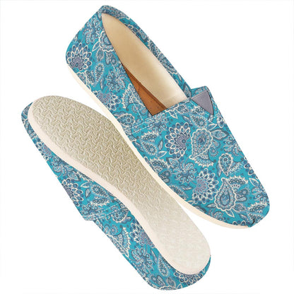 Turquoise Floral Bohemian Pattern Print Casual Shoes