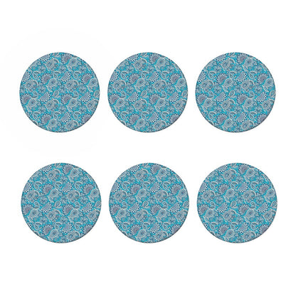Turquoise Floral Bohemian Pattern Print Coaster Set
