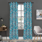 Turquoise Floral Bohemian Pattern Print Curtain