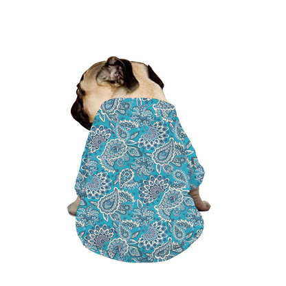 Turquoise Floral Bohemian Pattern Print Dog Zip Up Jacket