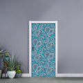 Turquoise Floral Bohemian Pattern Print Door Sticker
