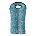 Turquoise Floral Bohemian Pattern Print Double Neoprene Wine Tote
