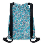 Turquoise Floral Bohemian Pattern Print Drawstring Backpack