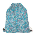 Turquoise Floral Bohemian Pattern Print Drawstring Bag
