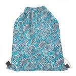 Turquoise Floral Bohemian Pattern Print Drawstring Bag