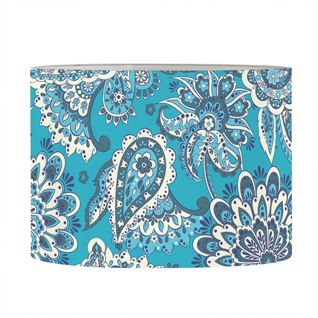 Turquoise Floral Bohemian Pattern Print Drum Lamp Shade