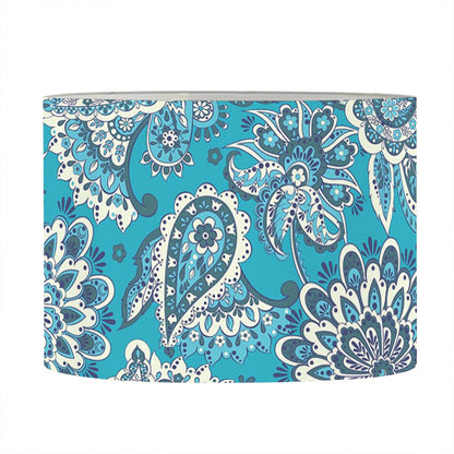 Turquoise Floral Bohemian Pattern Print Drum Lamp Shade