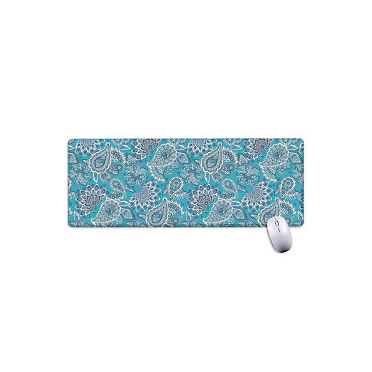 Turquoise Floral Bohemian Pattern Print Extended Mouse Pad