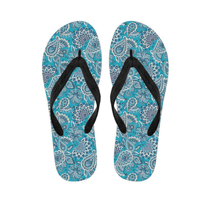 Turquoise Floral Bohemian Pattern Print Flip Flops