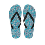 Turquoise Floral Bohemian Pattern Print Flip Flops