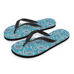 Turquoise Floral Bohemian Pattern Print Flip Flops