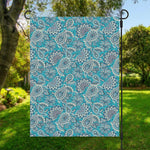 Turquoise Floral Bohemian Pattern Print Garden Flag