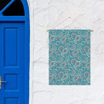 Turquoise Floral Bohemian Pattern Print Garden Flag