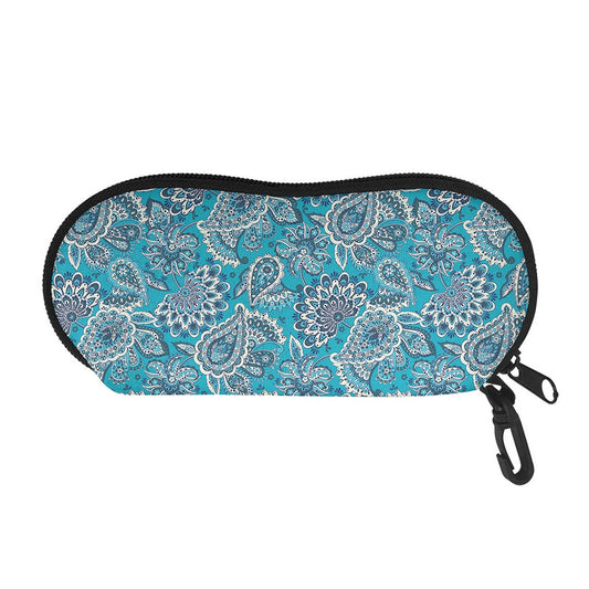 Turquoise Floral Bohemian Pattern Print Glasses Case