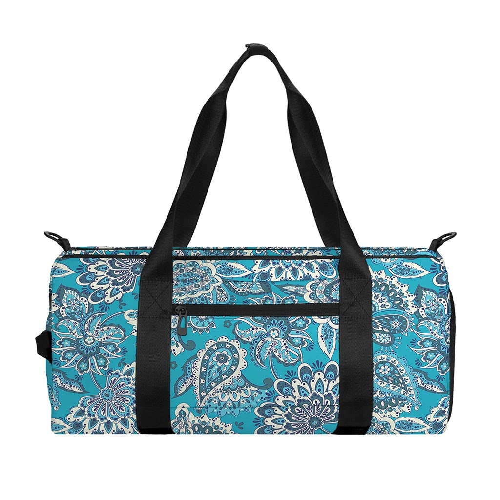 Turquoise Floral Bohemian Pattern Print Gym Bag