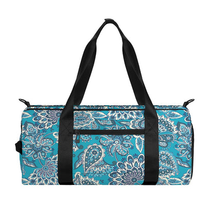 Turquoise Floral Bohemian Pattern Print Gym Bag