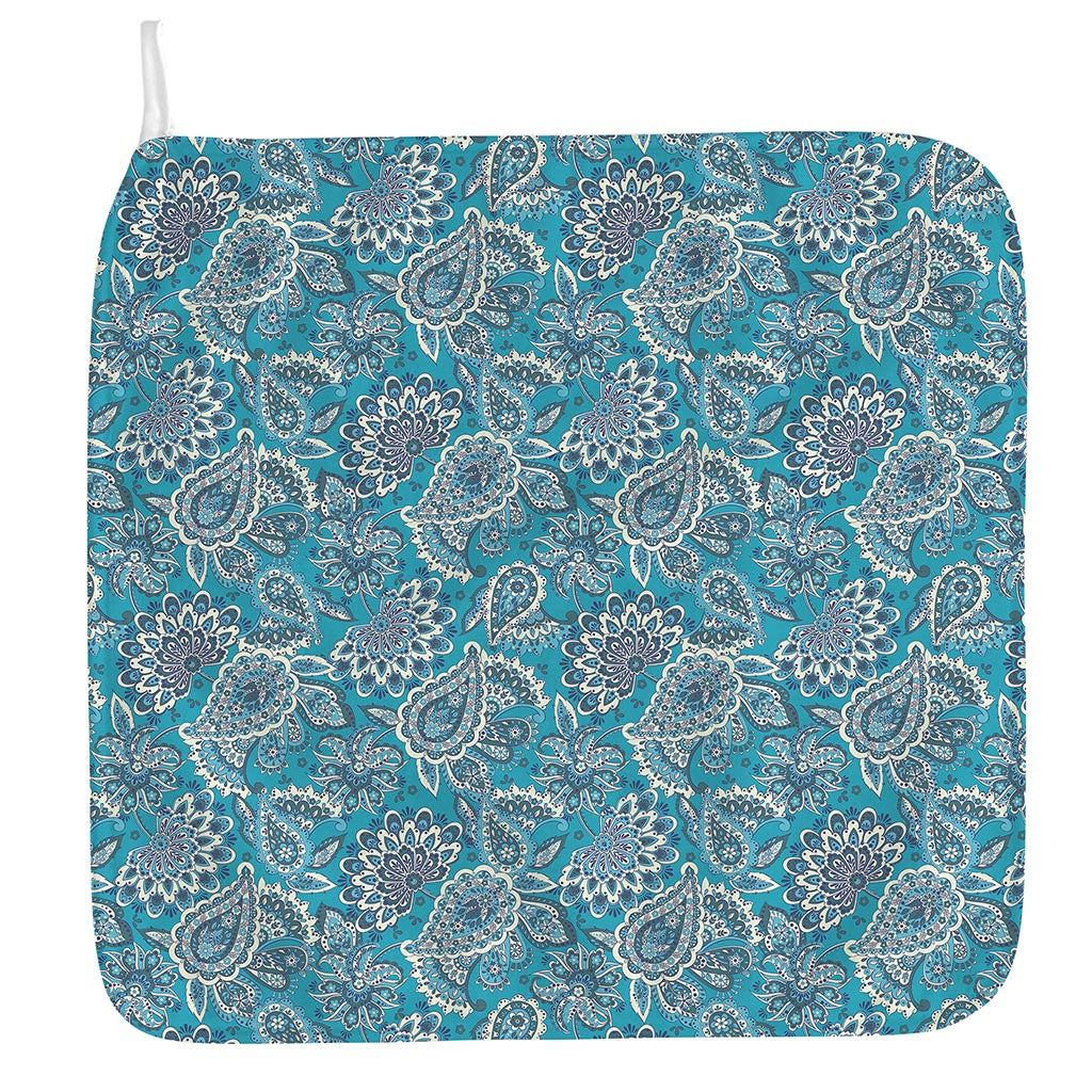 Turquoise Floral Bohemian Pattern Print Hand Towel