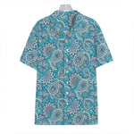 Turquoise Floral Bohemian Pattern Print Hawaiian Shirt