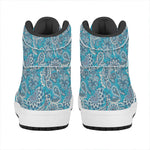 Turquoise Floral Bohemian Pattern Print High Top Leather Sneakers