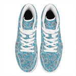 Turquoise Floral Bohemian Pattern Print High Top Leather Sneakers