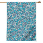 Turquoise Floral Bohemian Pattern Print House Flag