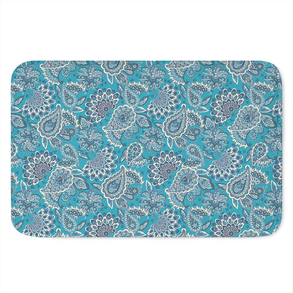 Turquoise Floral Bohemian Pattern Print Indoor Door Mat