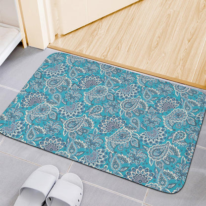 Turquoise Floral Bohemian Pattern Print Indoor Door Mat