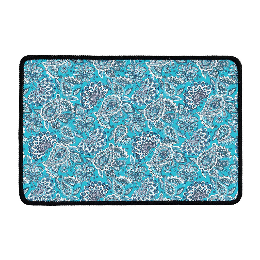 Turquoise Floral Bohemian Pattern Print Kitchen Mat